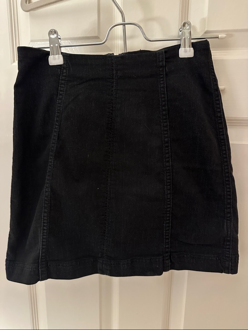 Free People Black Denim Panel Mini Skirt